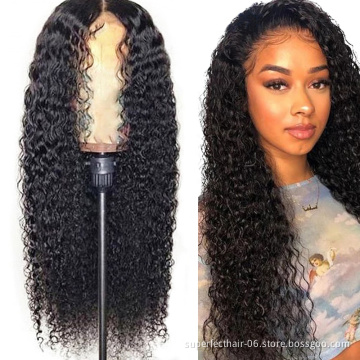 Wholesale Virgin Hair 150% Density 13*4 Lace Front Brazilian Remy   Human Hair wigs  Curly Wave Wig